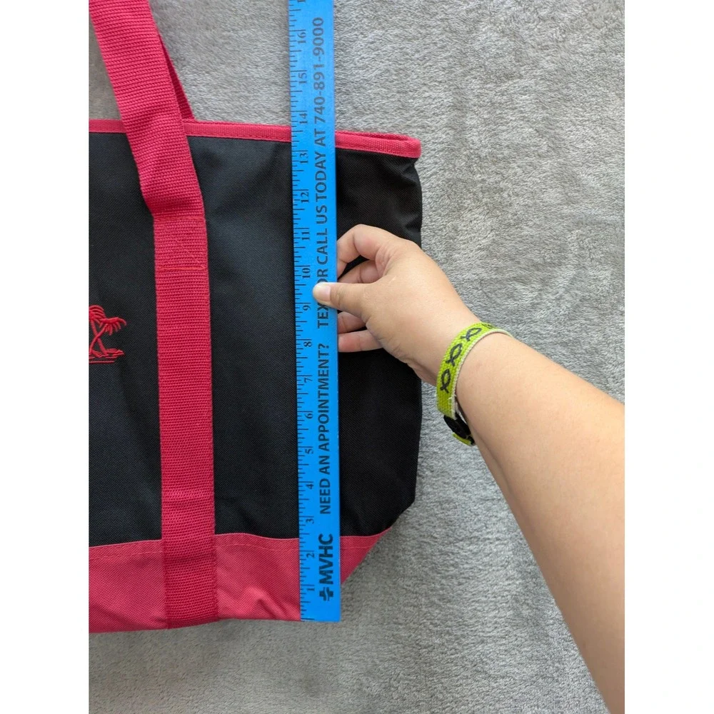 Trader Joes Insulated Cooler Tote Bag  Black Red Zip Top handles